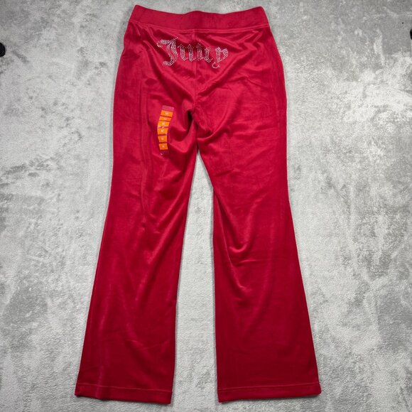 New Juicy Couture Classic Velour Tracksuit Set Red Womens Rhinestone Logo Y2K M - Picture 6 of 10